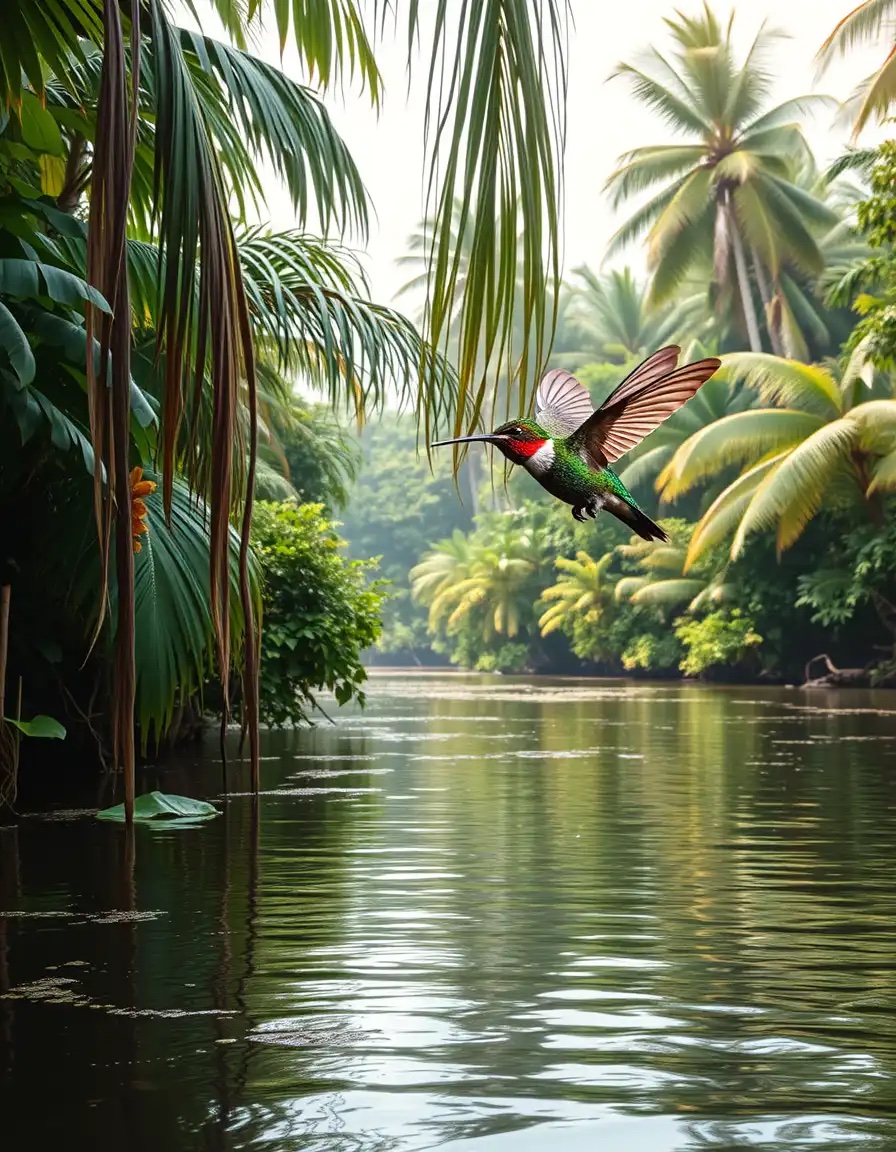 Hummingbird In Amazon Forest