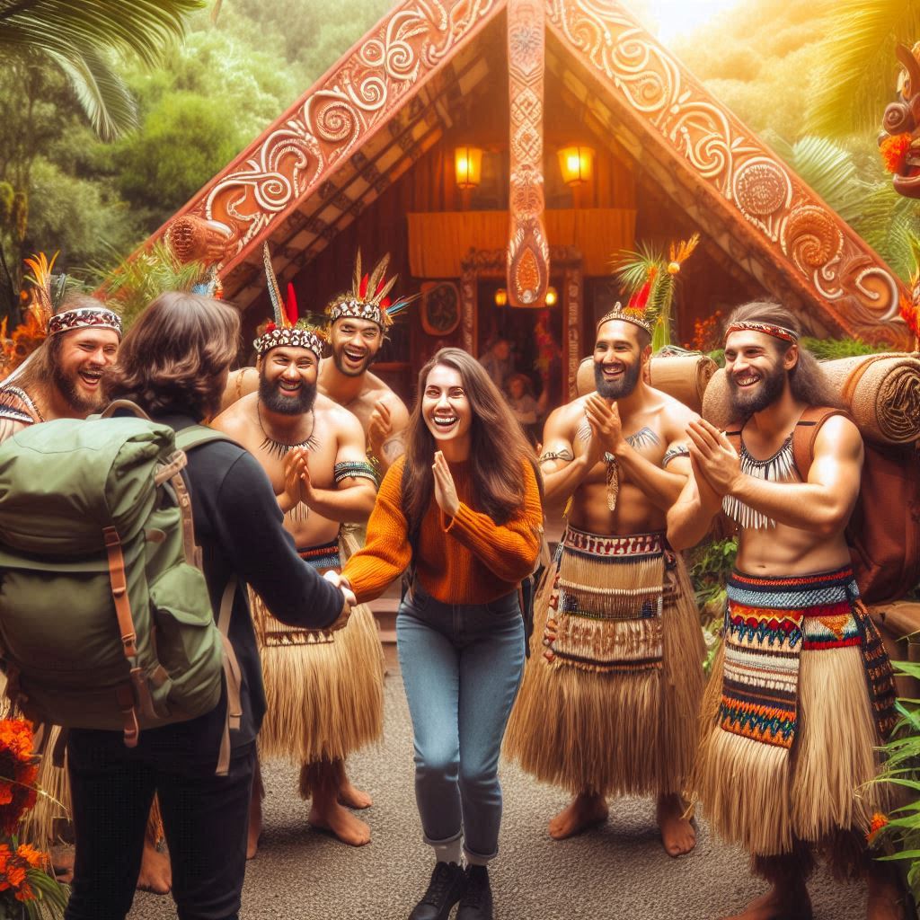 Maori welcoming backpacker